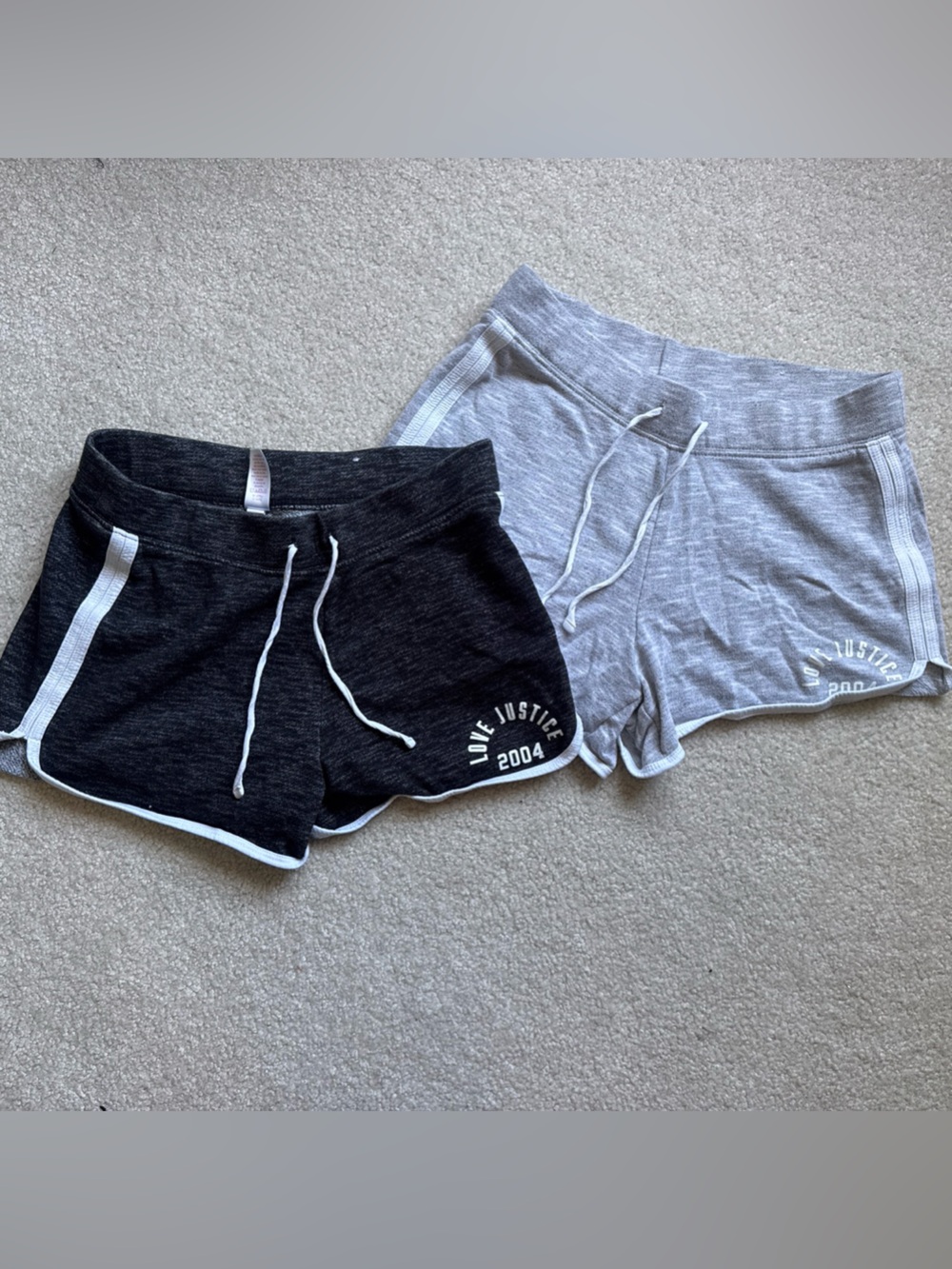 Justice Women's Black & Gray Athletic Lounge Shorts - Drawstring